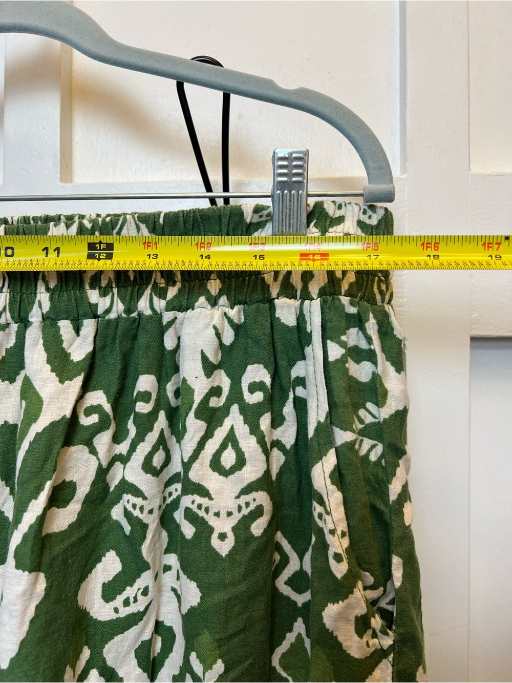 Haute Hippie 2X Green Ikat Wide Leg Boho Pants Elastic Waist Plus Size Vacation - Picture 3 of 8